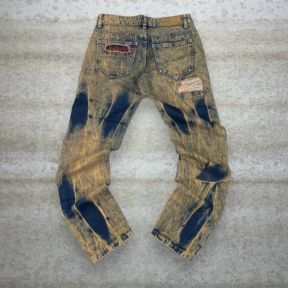 Vintage Y2K Skater Jeans 30x30 Skinny Yellow Wash Denim Rap Style Art